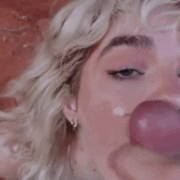 Smearing her beautiful face with all the semen that came out of my dick when I came after a tremendous blowjob